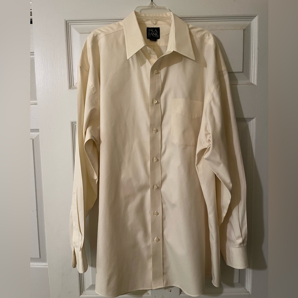 Cream White Long Sleeve Button Down Men’s Dress Shirt